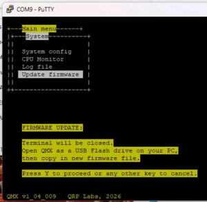 PuTTY Update Firmware